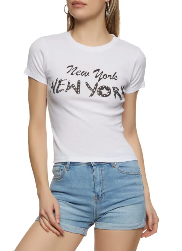 Rhinestone New York New York Tee sold by Rainbow