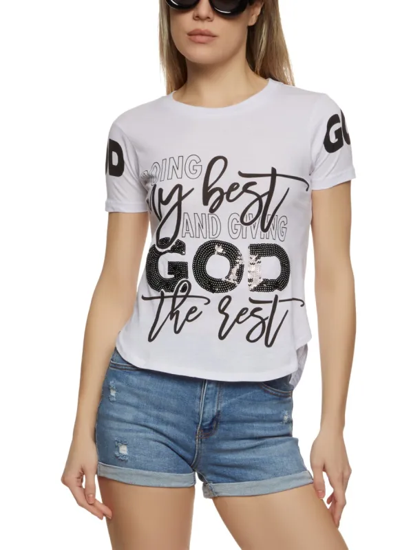 Doing My Best Sequin Graphic Tee sold by Rainbow