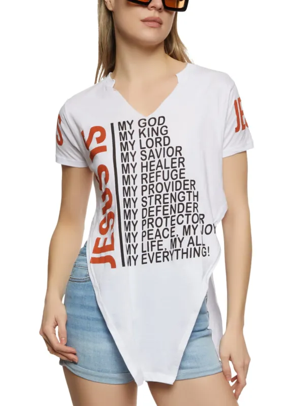 Jesus Is Graphic Notch Neck Tunic Tee sold by Rainbow