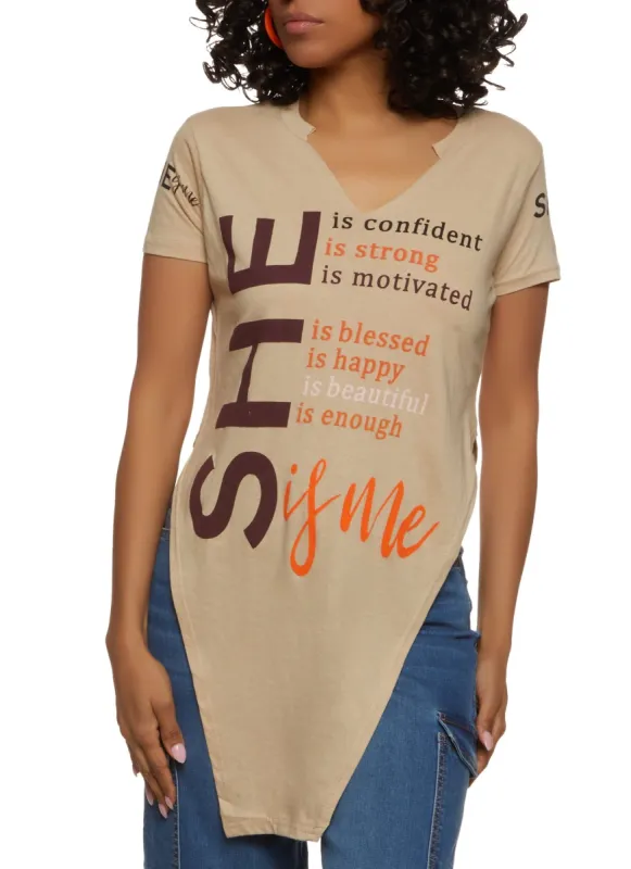 Short Sleeve She Is Me Tunic Graphic Tee sold by Rainbow