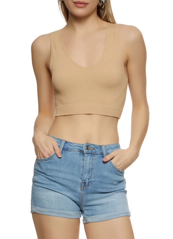 Rib Knit Seamless Crop Top sold by Rainbow