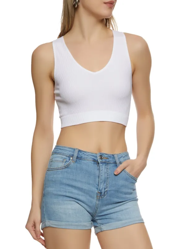 Rib Knit Seamless Crop Top sold by Rainbow