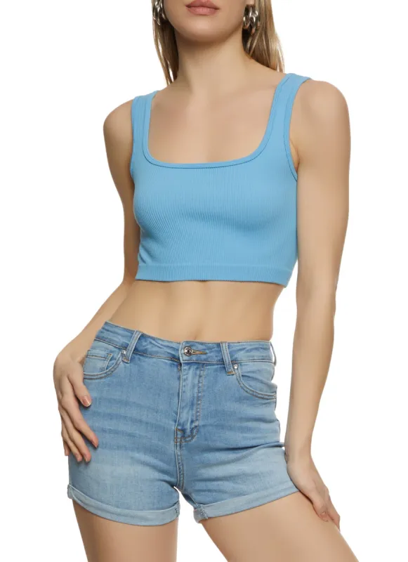 Seamless Rib Knit Crop Top sold by Rainbow