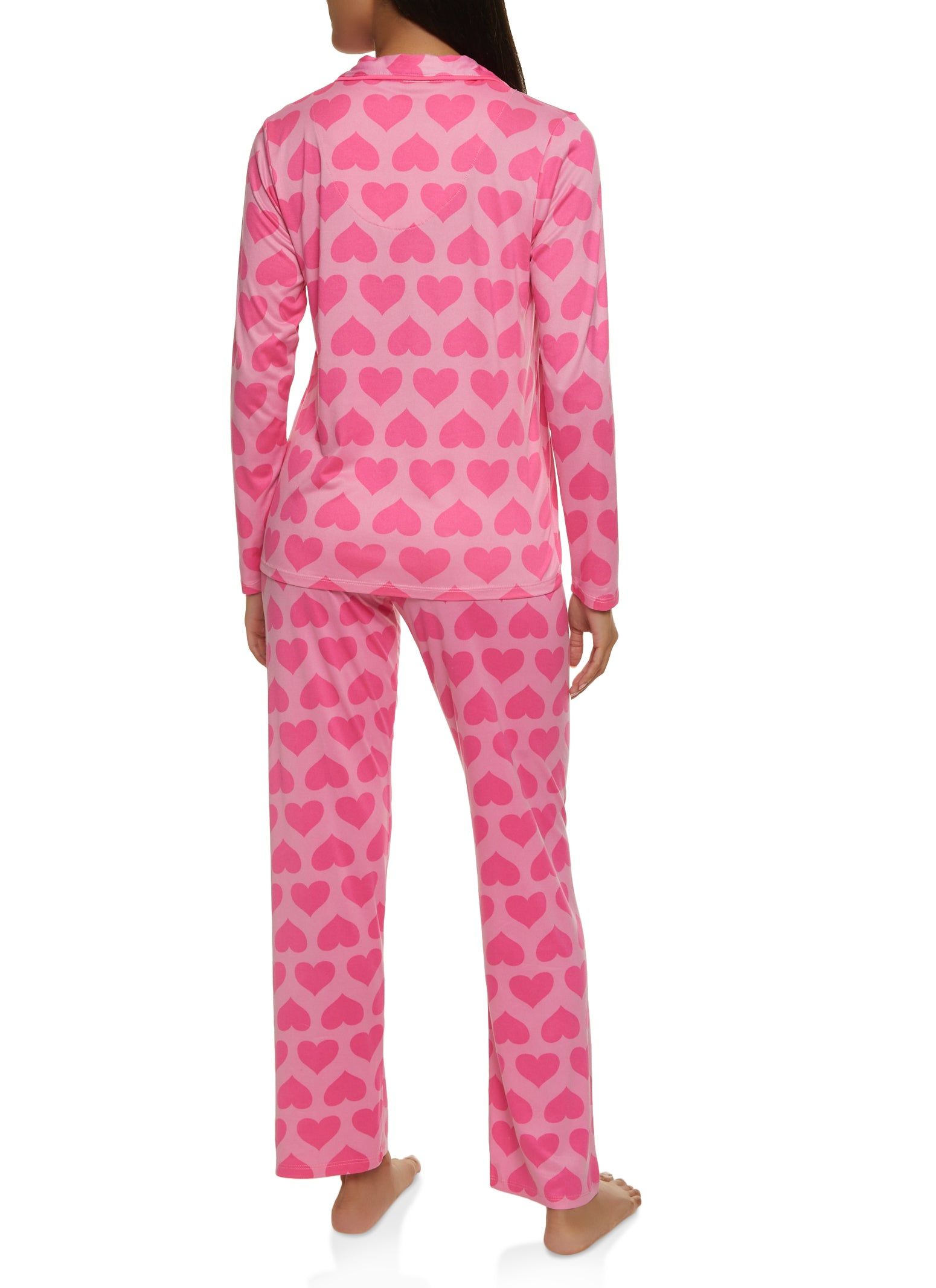 Heart Print Notch Collar Pajama Top and Pants sold by Rainbow product image thumbnail 2