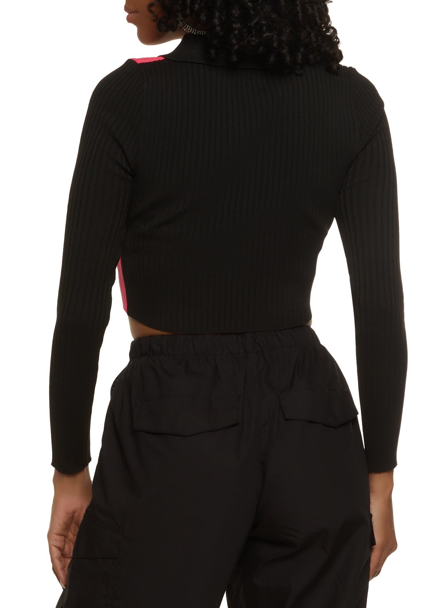 Color Block Zip Front Crop Top sold by Rainbow product image thumbnail 2