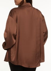 Plus Size Satin Solid Button Front Shirt sold by Rainbow