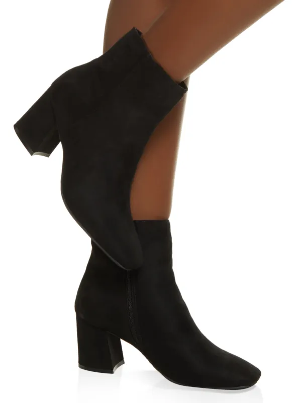 Square Toe Block Heel Booties sold by Rainbow