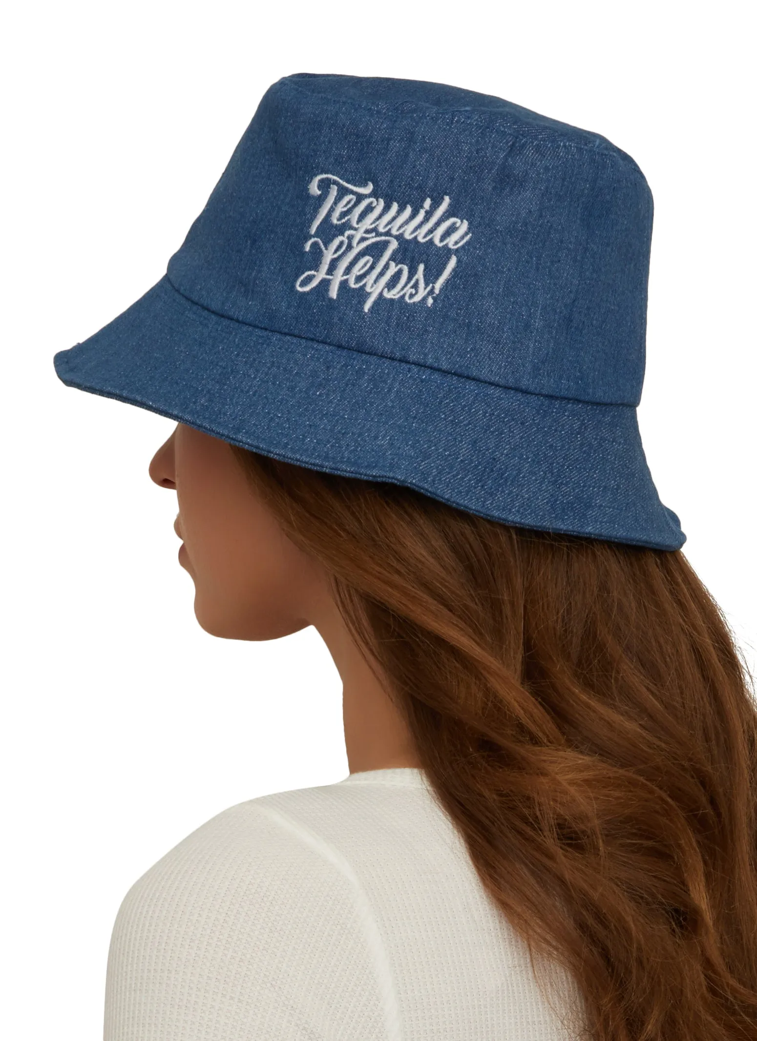 Tequila Helps Denim Bucket Hat sold by Rainbow