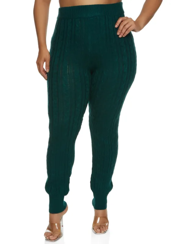 Plus Size Cable Knit Skinny Leg Pants sold by Rainbow