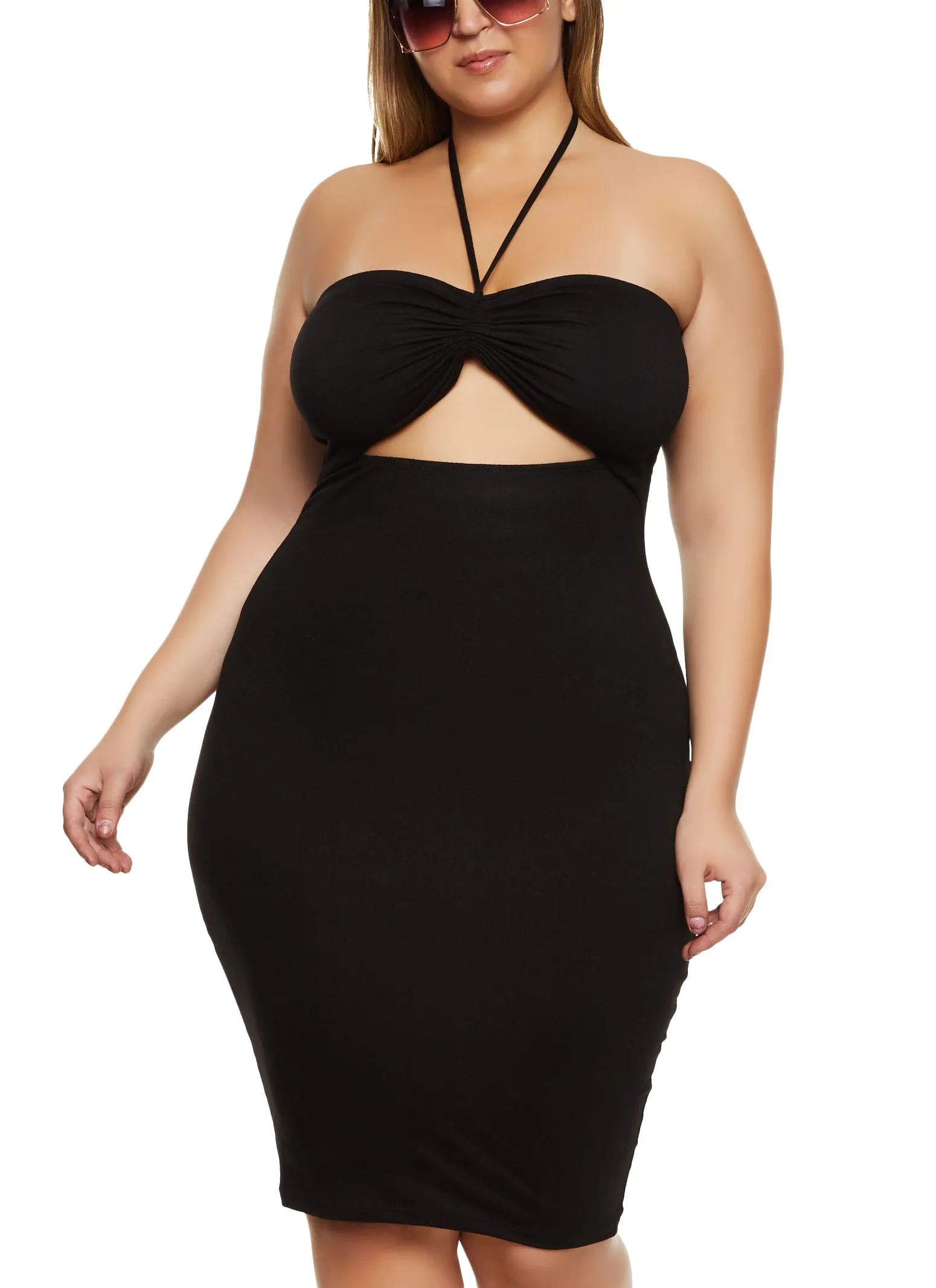 Plus Size Almost Famous Cut Out Halter Dress sold by Rainbow