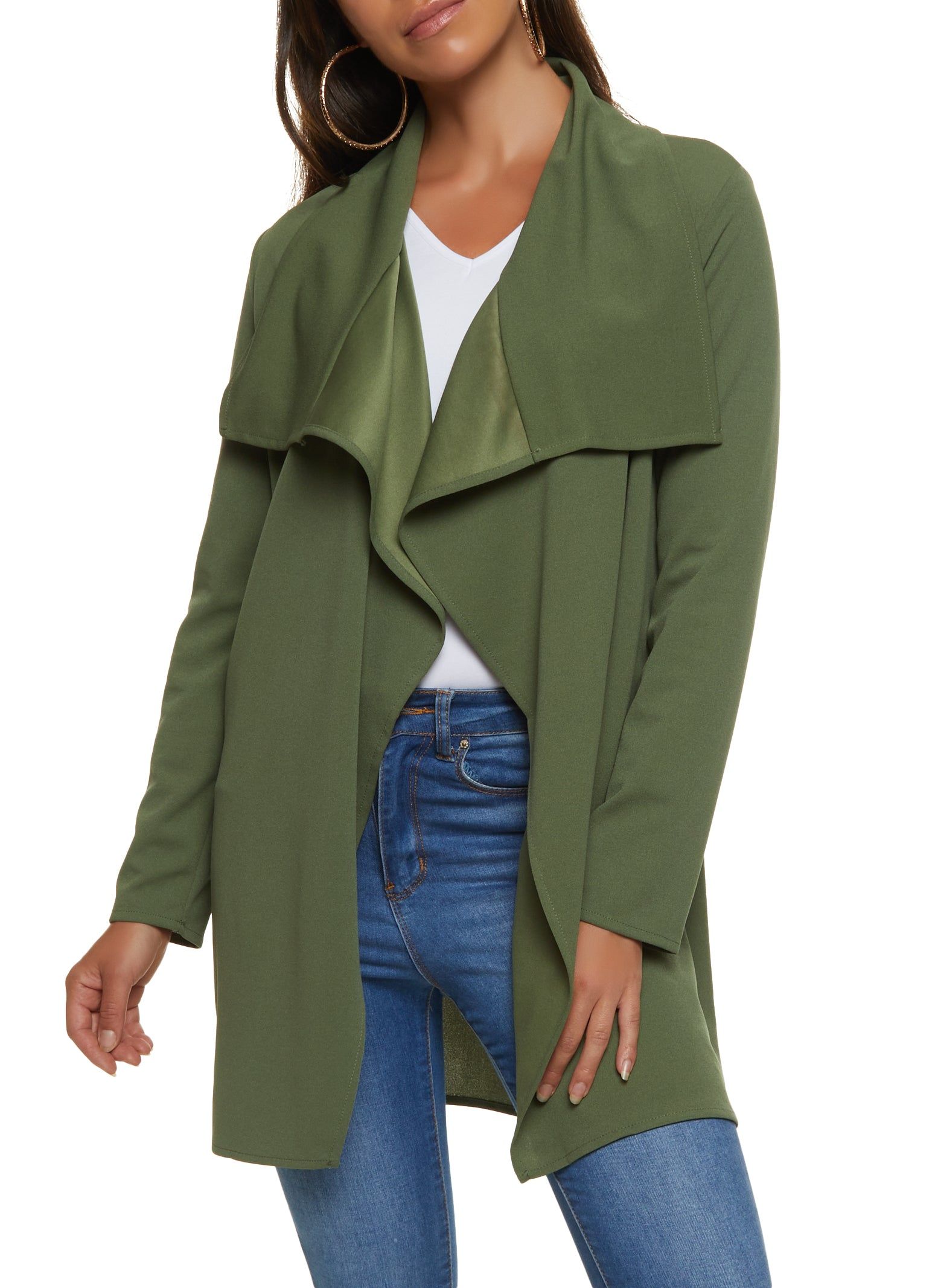 Crepe Knit Draped Collar Wrap Coat sold by Rainbow product image thumbnail 2