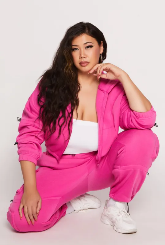 Plus Size Toggle Drawstring Zip Front Hoodie sold by Rainbow