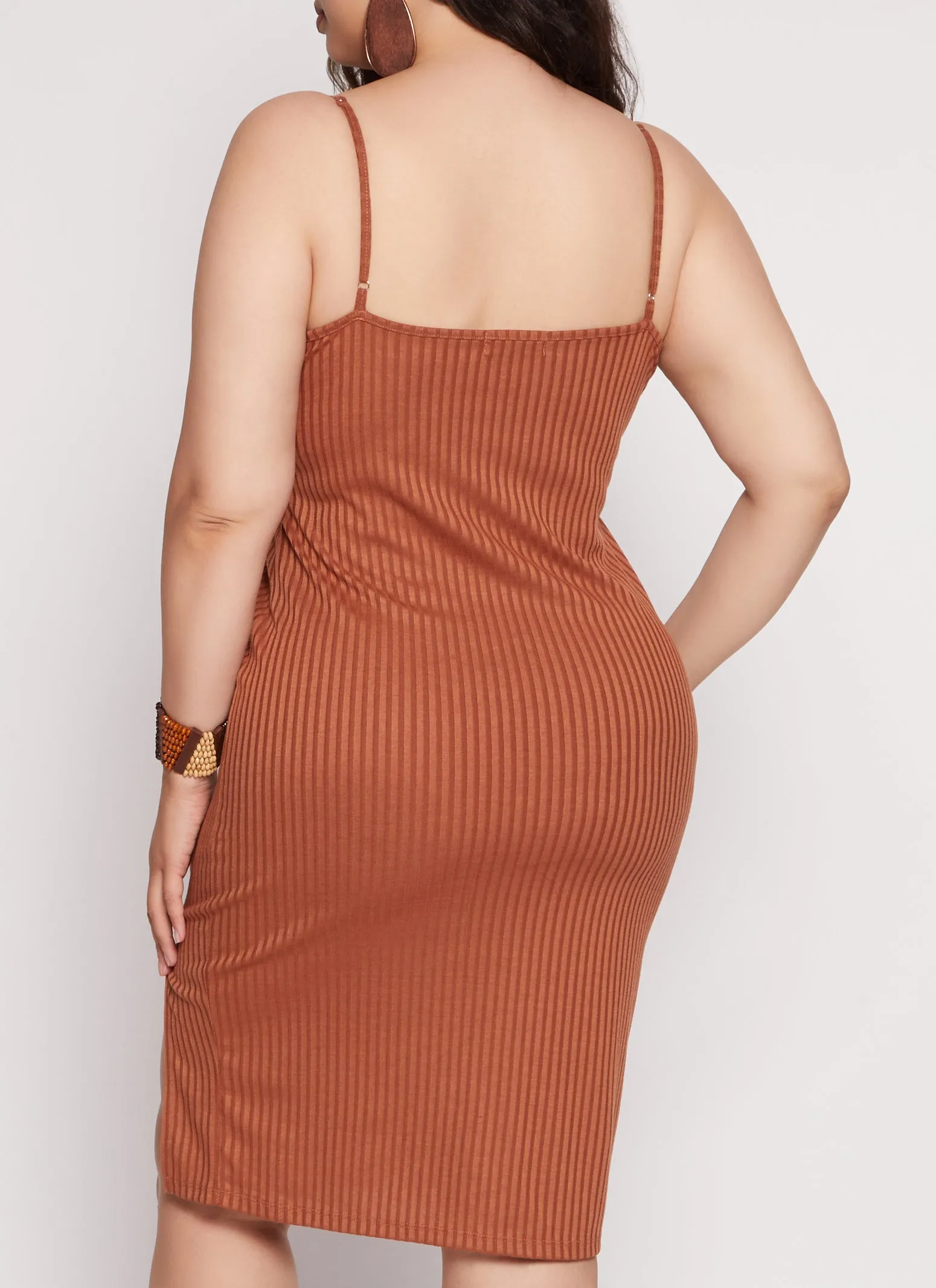 Plus Size Ribbed V Neck Cami Dress sold by Rainbow product image thumbnail 3