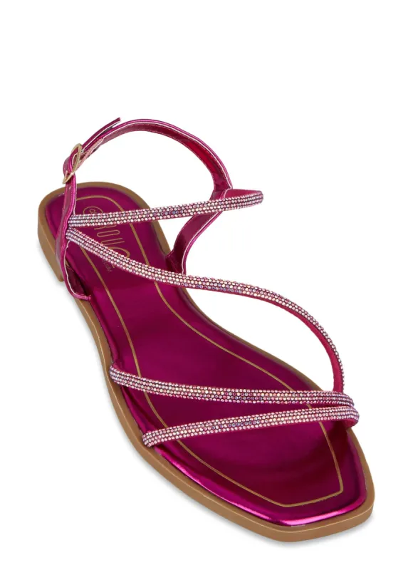 Strappy Rhinestone Ankle Strap Flat Sandals sold by Rainbow