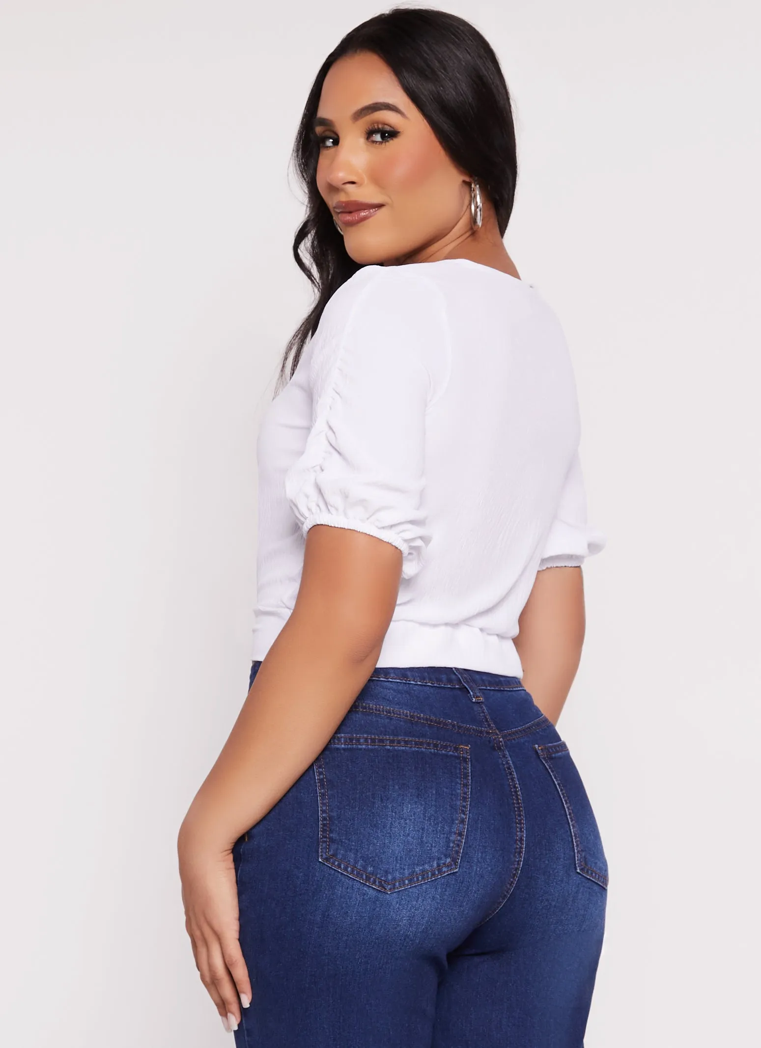 Puff Sleeve Cut Out Button Front Top sold by Rainbow product image thumbnail 3