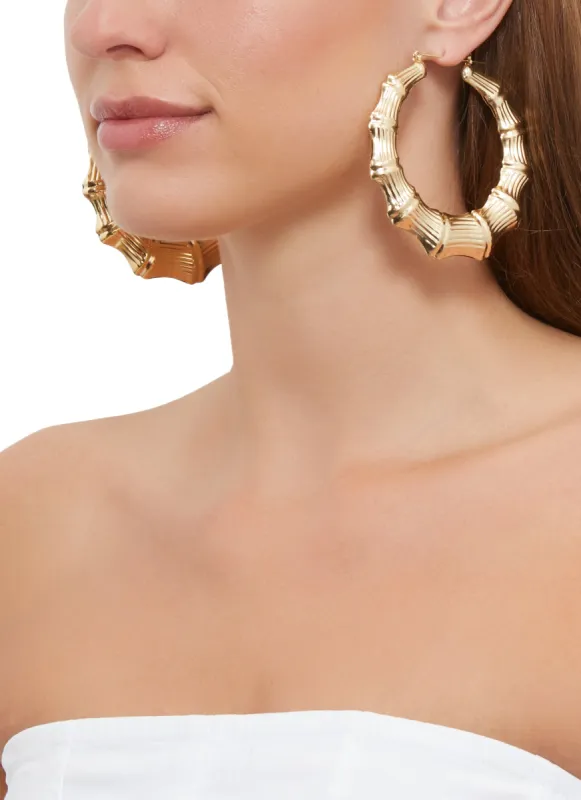 Bamboo Hoop Earrings sold by Rainbow