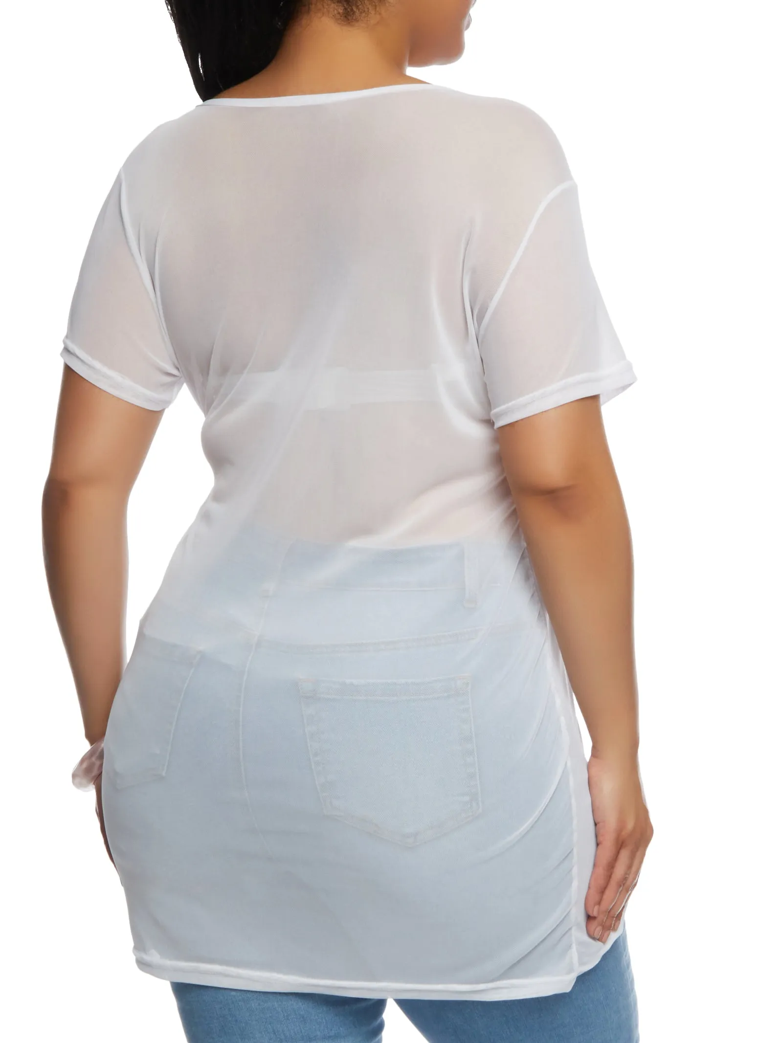 Plus Size Mesh Keyhole Side Slit Tunic Top sold by Rainbow product image thumbnail 3