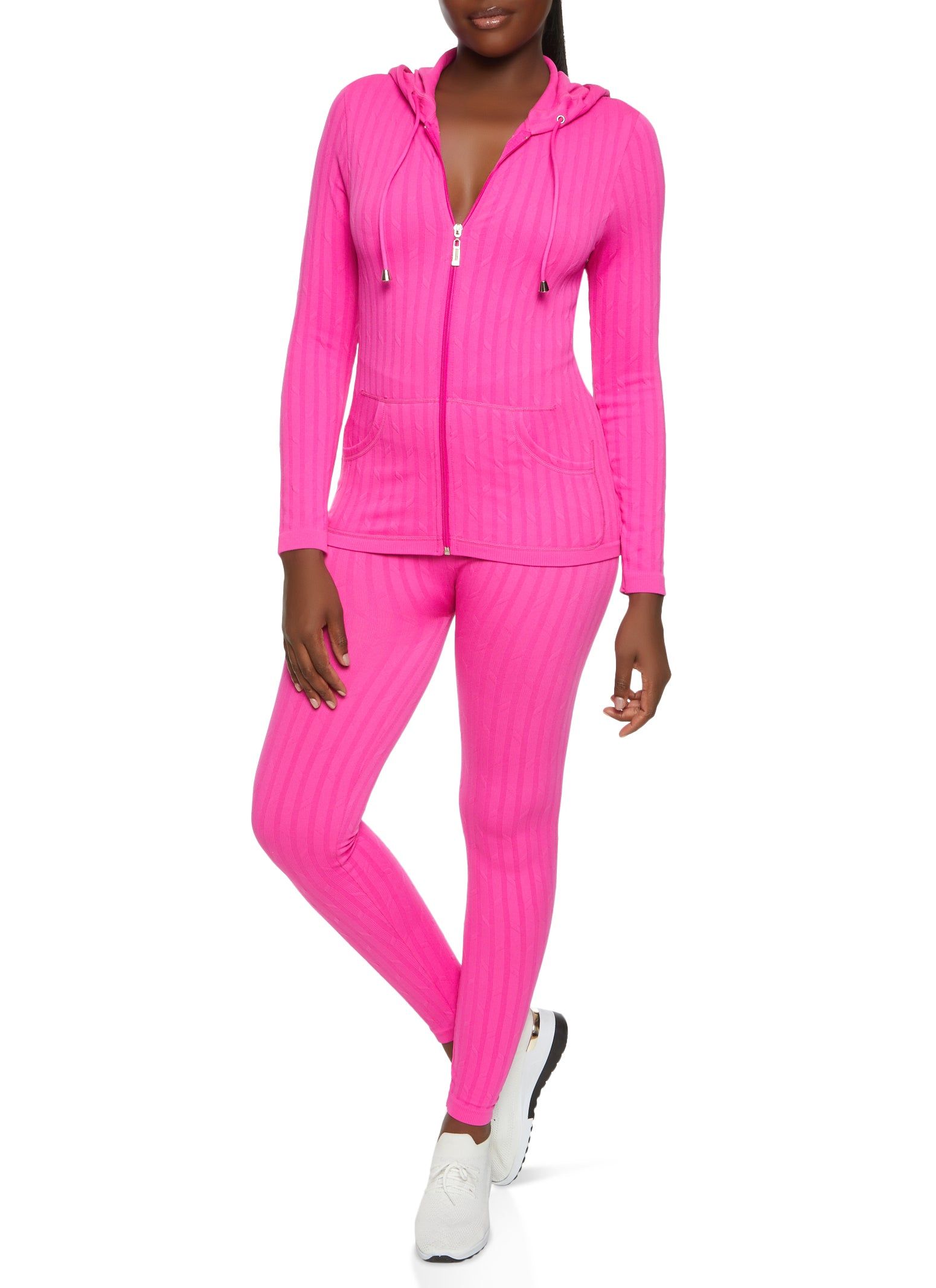 Seamless Ribbed Zip Front Hoodie sold by Rainbow product image thumbnail 2