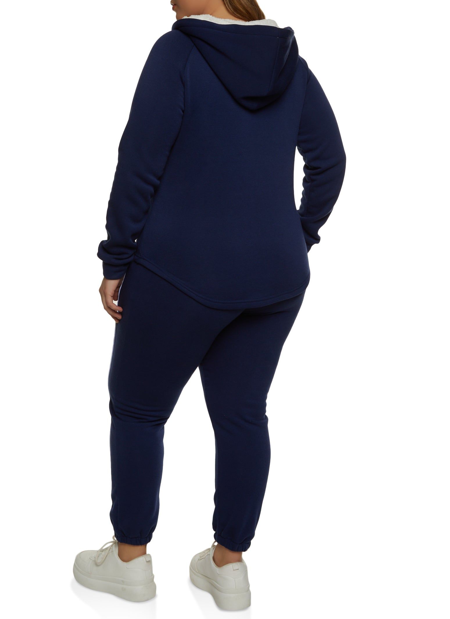 Plus Size Contrast Piping Hooded Lace Up Sweatshirt sold by Rainbow product image thumbnail 3