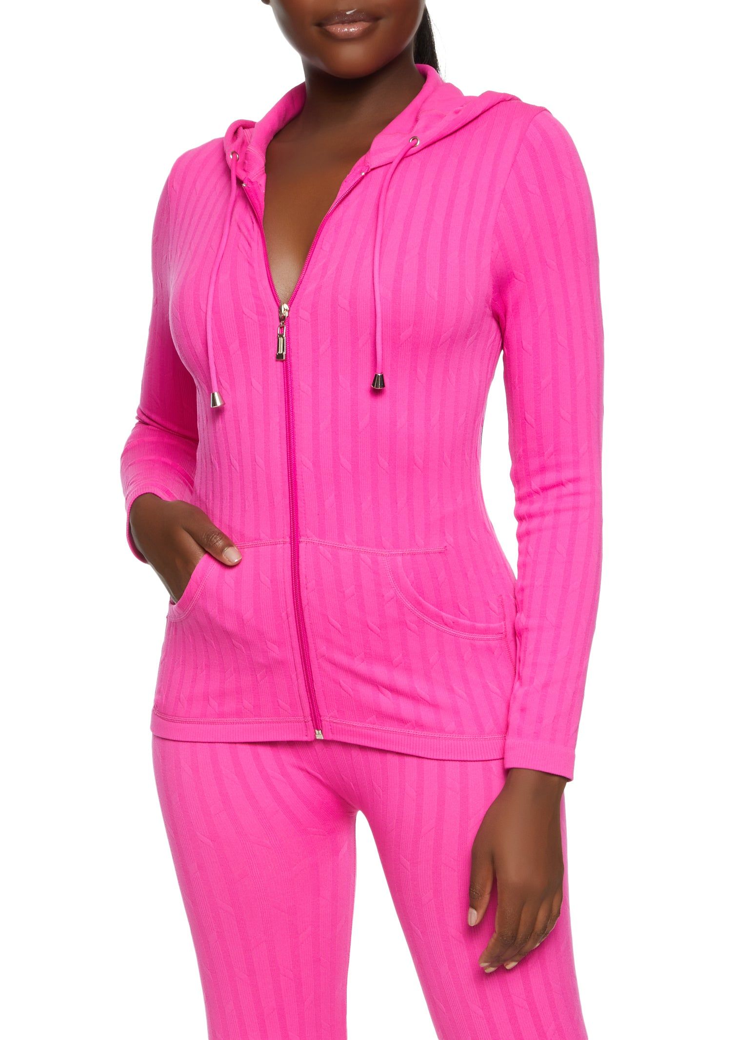Seamless Ribbed Zip Front Hoodie sold by Rainbow