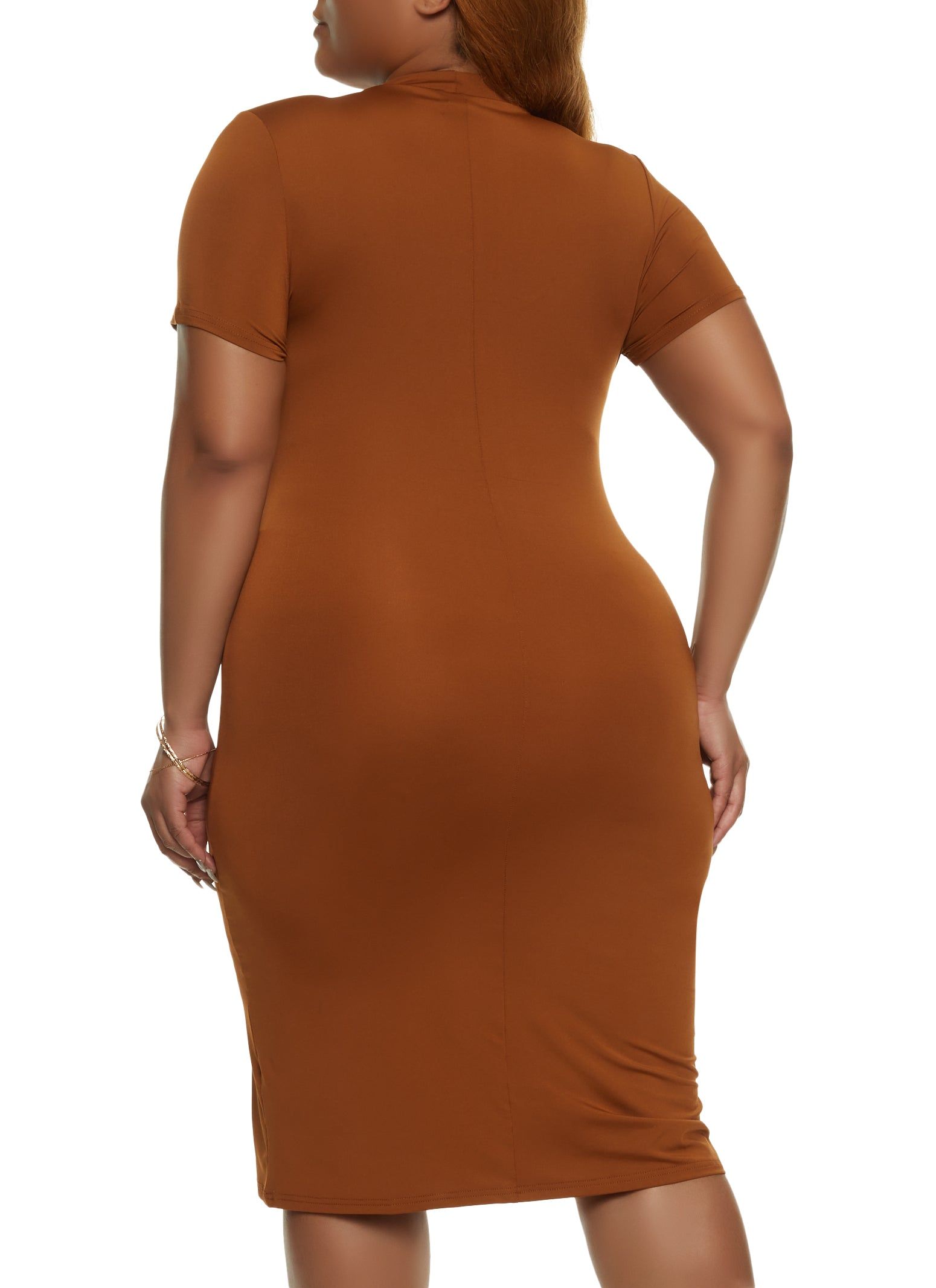 Plus Size Mock Neck Short Sleeve Midi Dress sold by Rainbow product image thumbnail 3