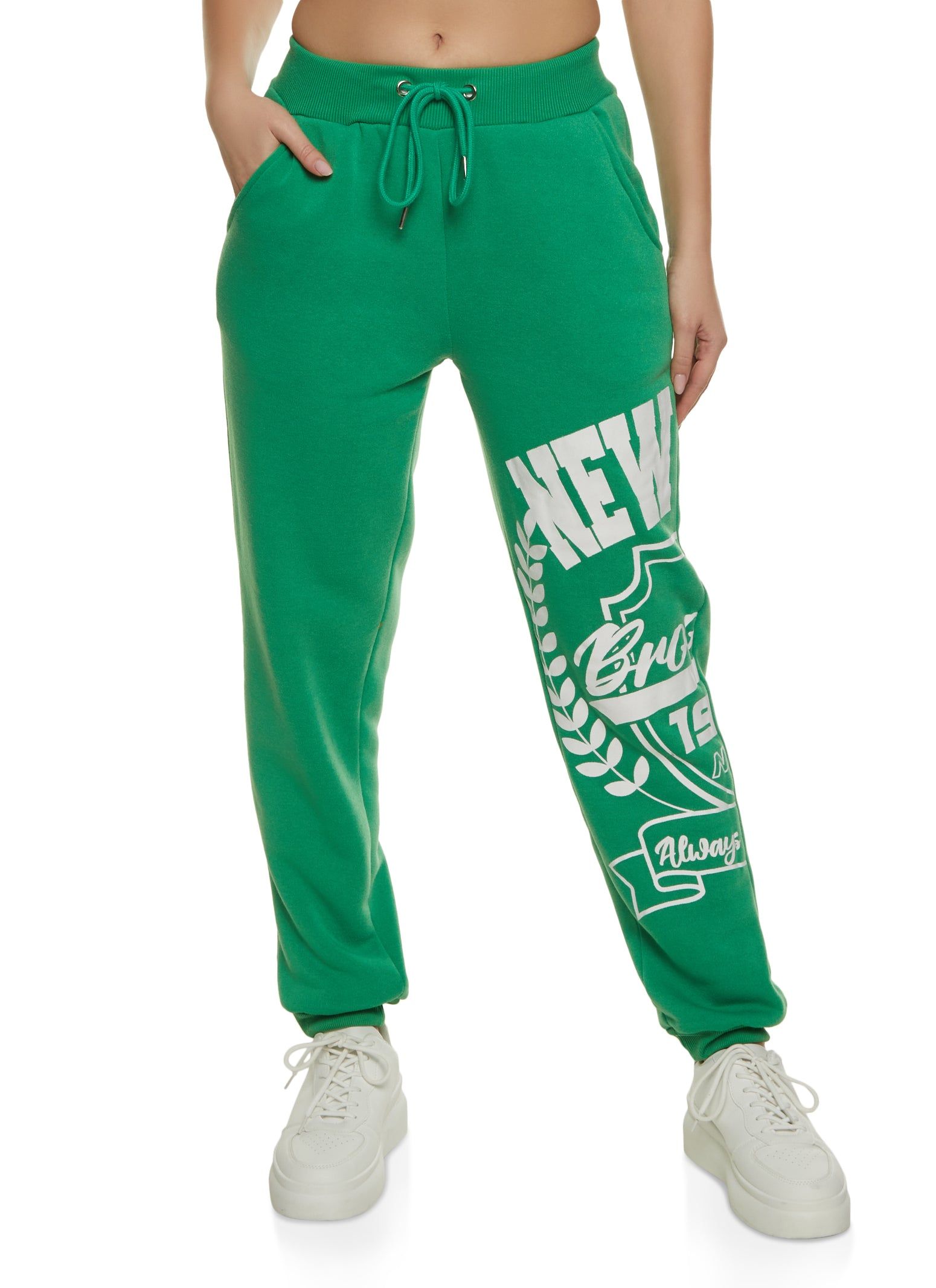 New York Side Graphic Drawstring Joggers sold by Rainbow