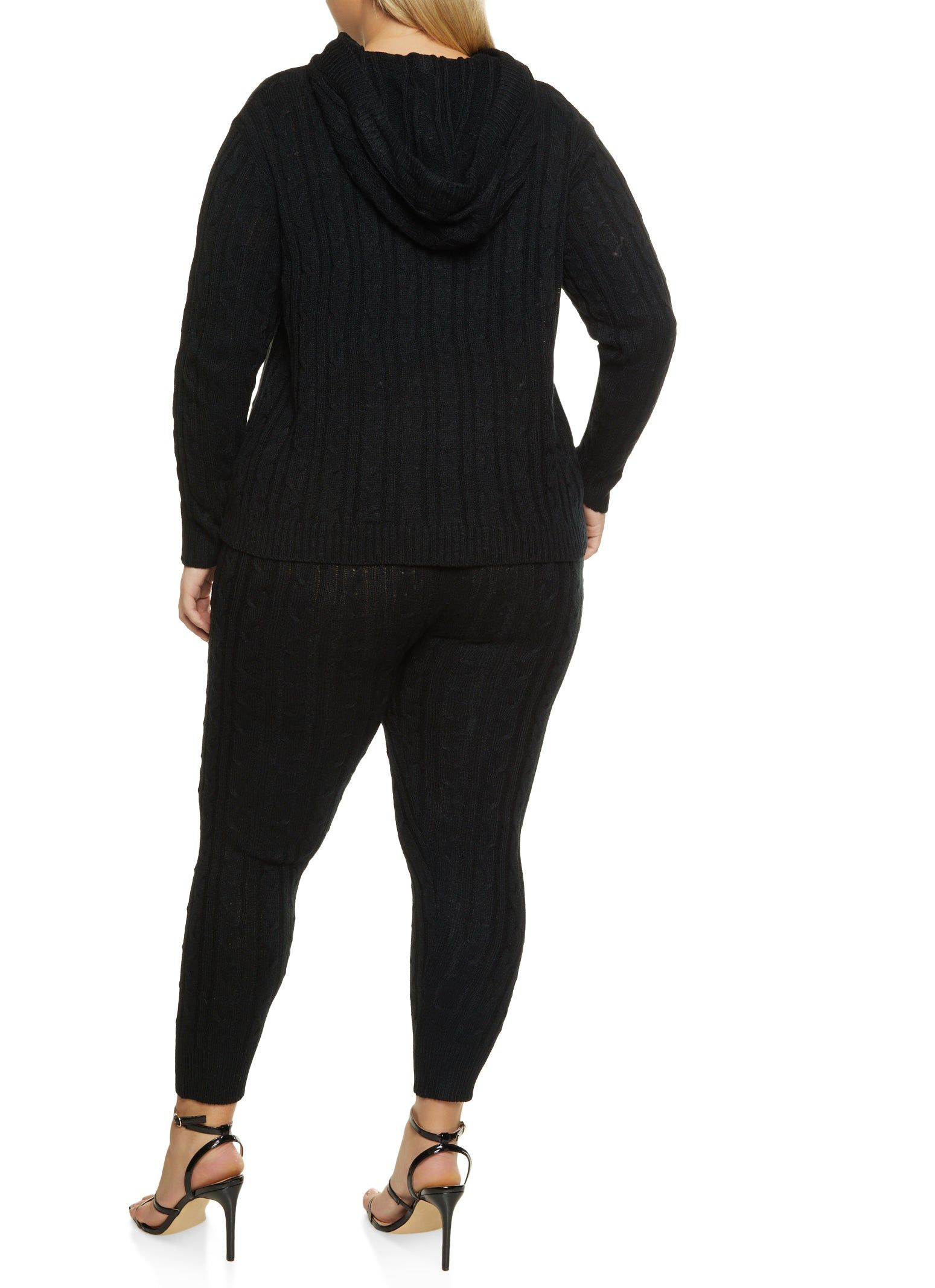 Plus Size Hooded Cable Knit Sweater sold by Rainbow product image thumbnail 3
