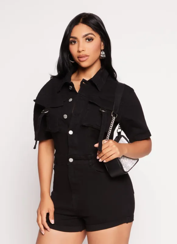 Daisy Denim Utility Romper sold by Rainbow