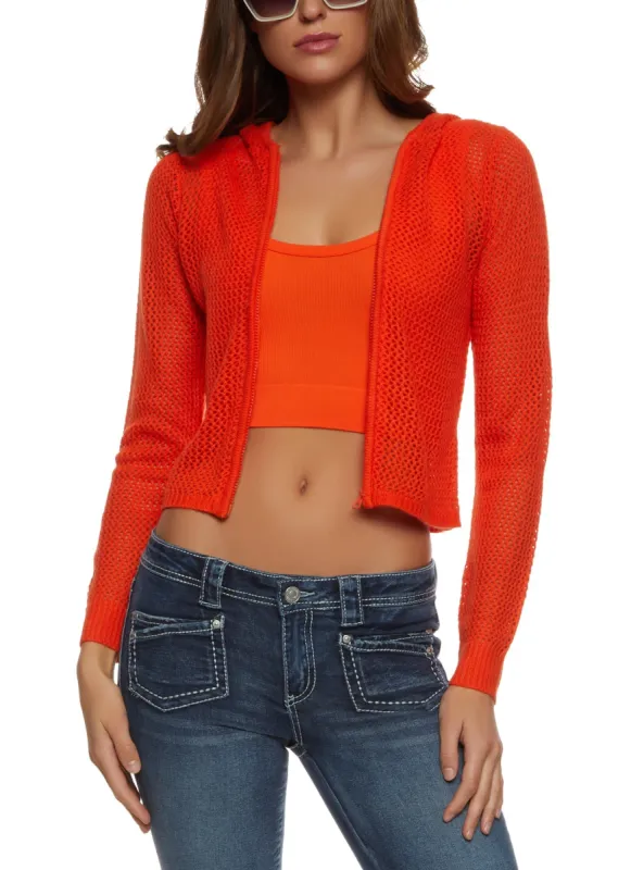 Pointelle Zip Front Hoodie sold by Rainbow