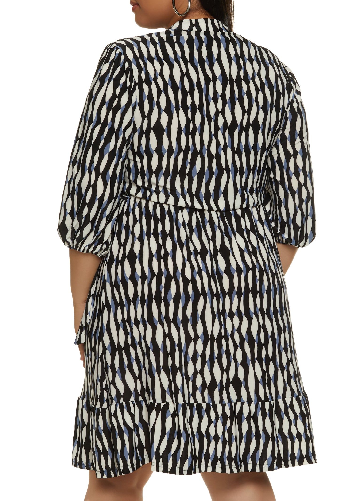 Plus Size Patterned Flounce Hem Faux Wrap Dress sold by Rainbow product image thumbnail 3