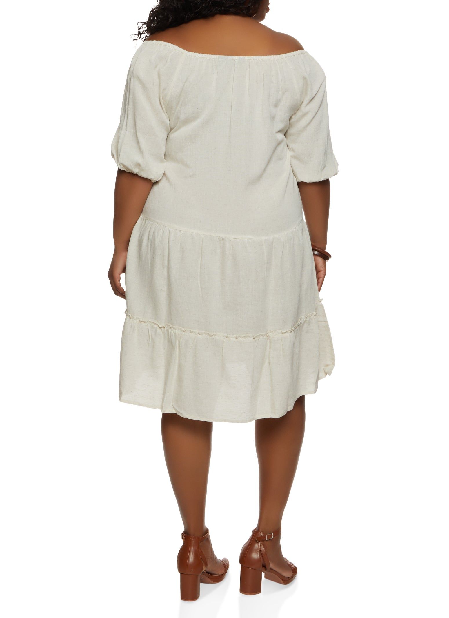 Plus Size Linen Tiered Peasant Dress sold by Rainbow product image thumbnail 3