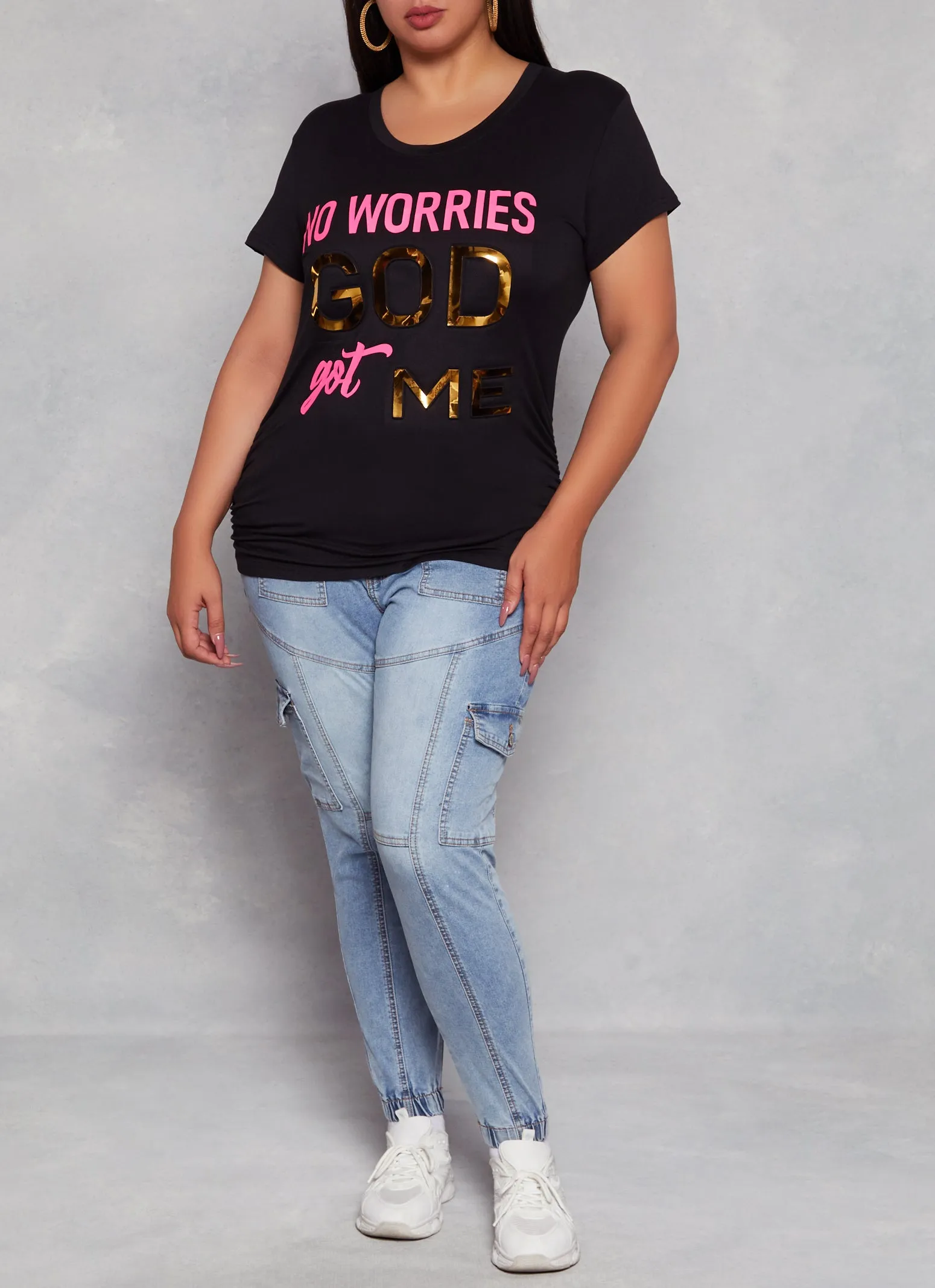 Plus Size No Worries Embossed Foil Graphic Tee sold by Rainbow product image thumbnail 2