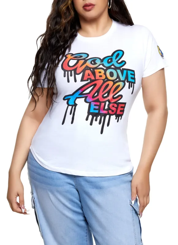 Plus Size God Above All Else Graphic Tee sold by Rainbow