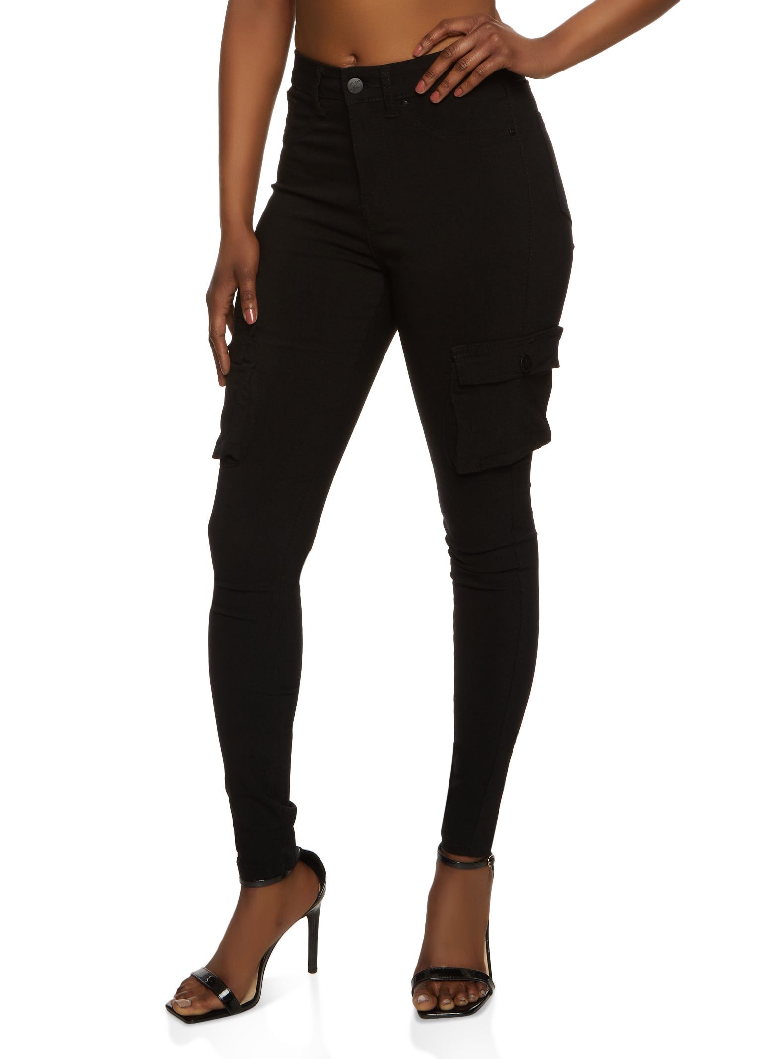 Hyperstretch Buttoned Skinny Cargo Pants sold by Rainbow