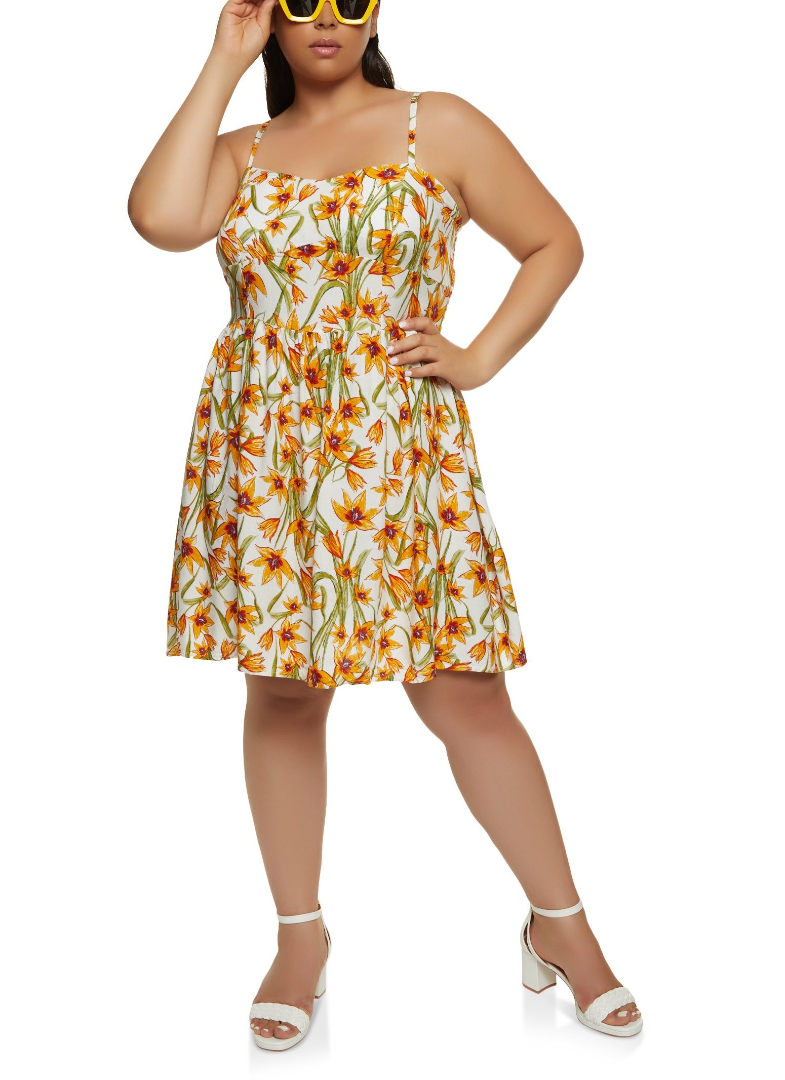 Plus Size Floral Print Smocked Back Sundress sold by Rainbow product image thumbnail 2