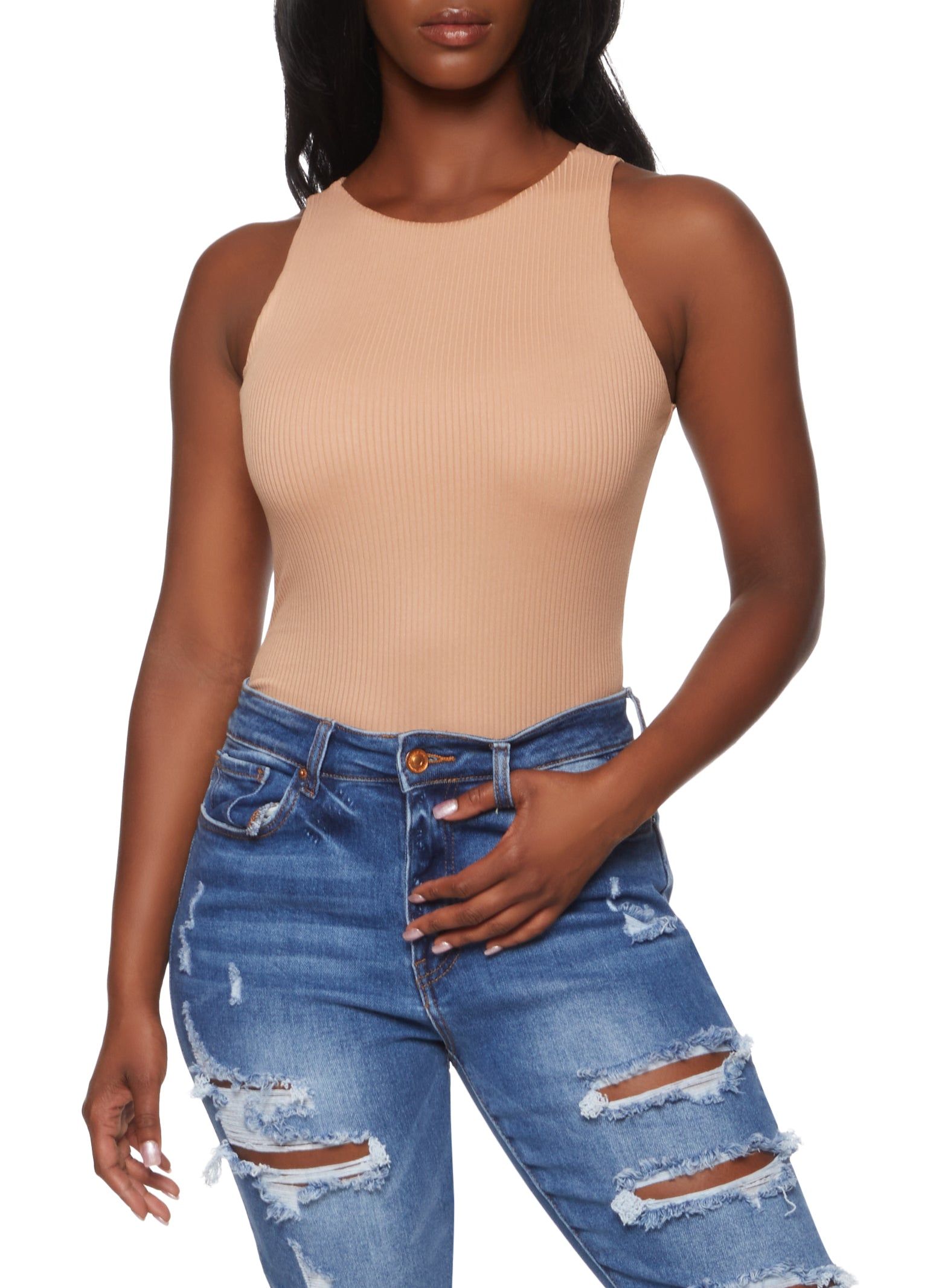 Solid Ribbed Knit Bodysuit sold by Rainbow product image thumbnail 2