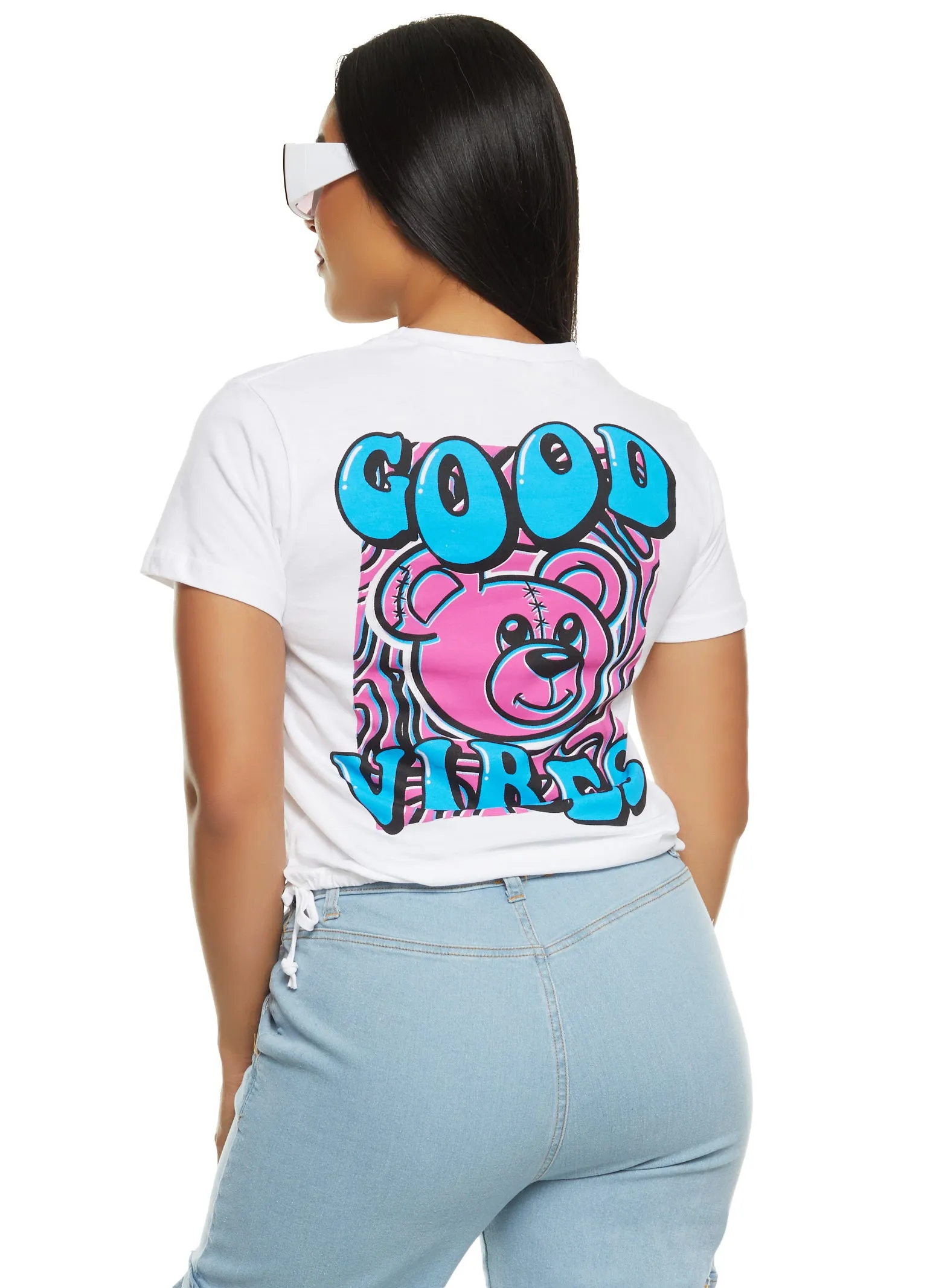 Good Vibes Bear Ruched Graphic Tee sold by Rainbow