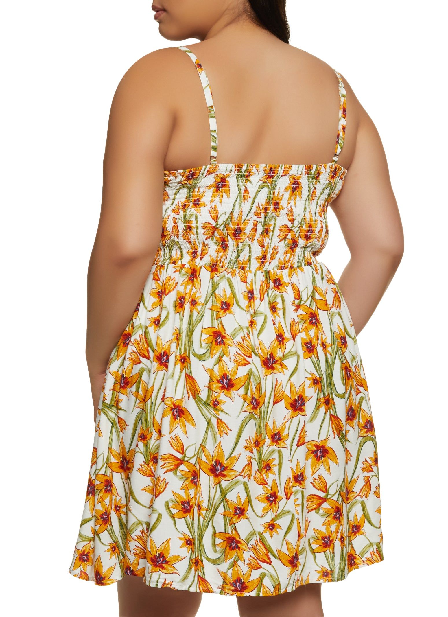 Plus Size Floral Print Smocked Back Sundress sold by Rainbow product image thumbnail 3