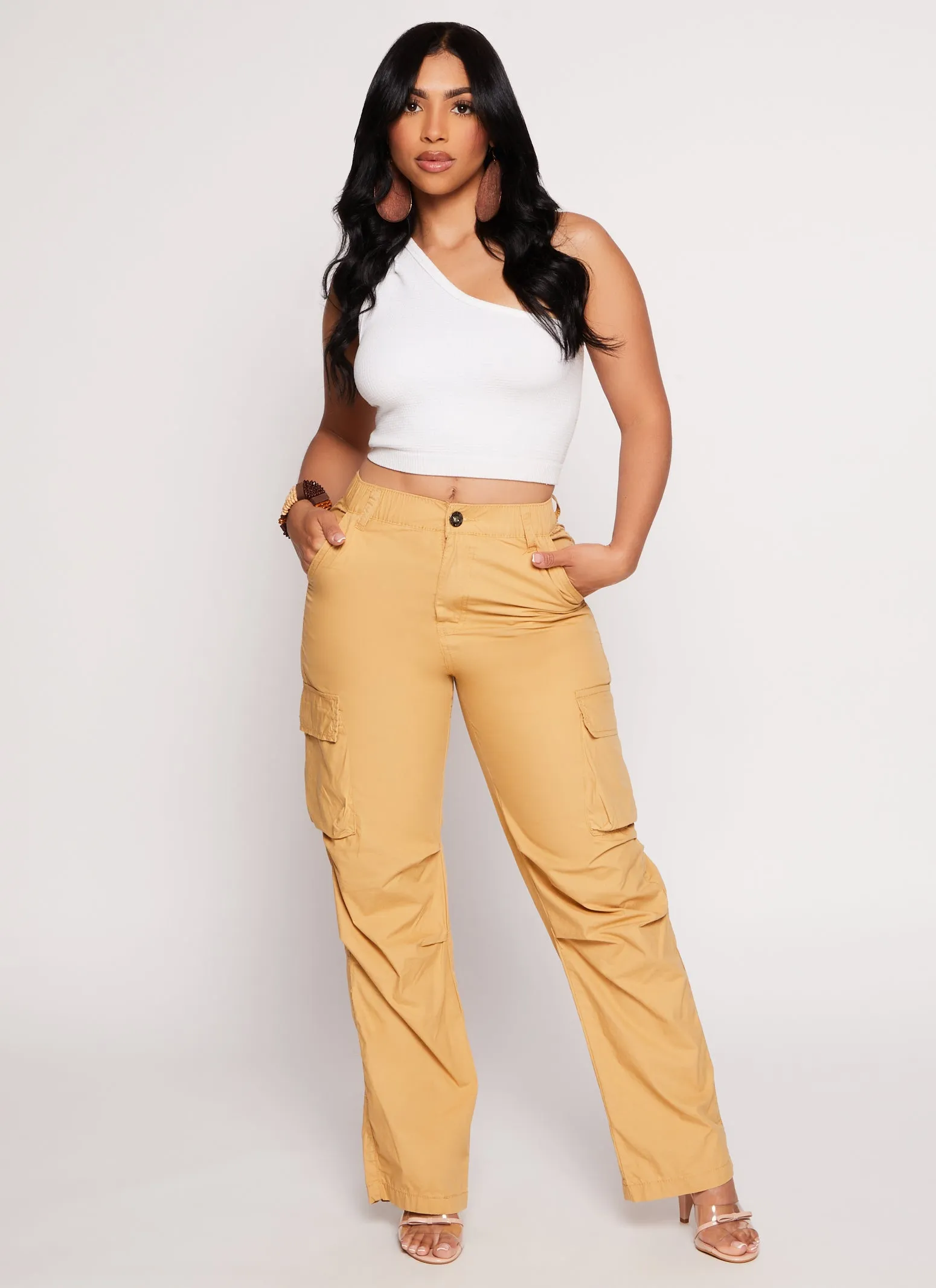 Poplin High Waist Cargo Pants sold by Rainbow