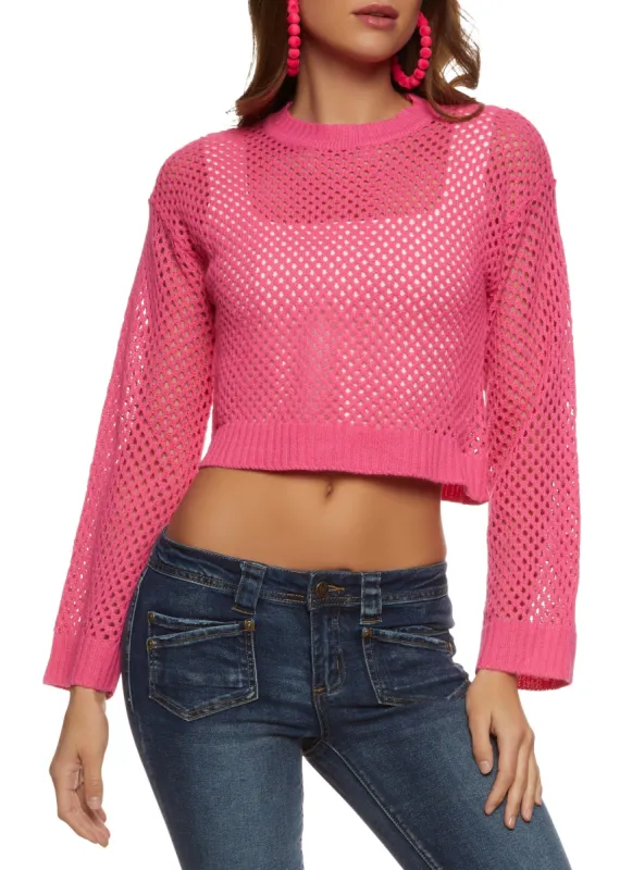 Pointelle Crew Neck Crop Top sold by Rainbow