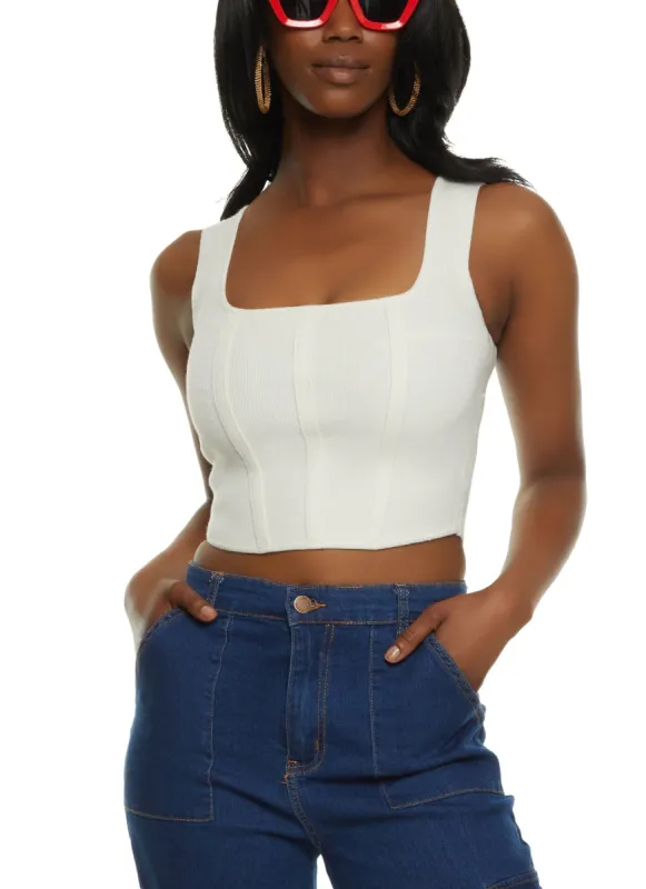Ribbed Square Neck Corset Top sold by Rainbow