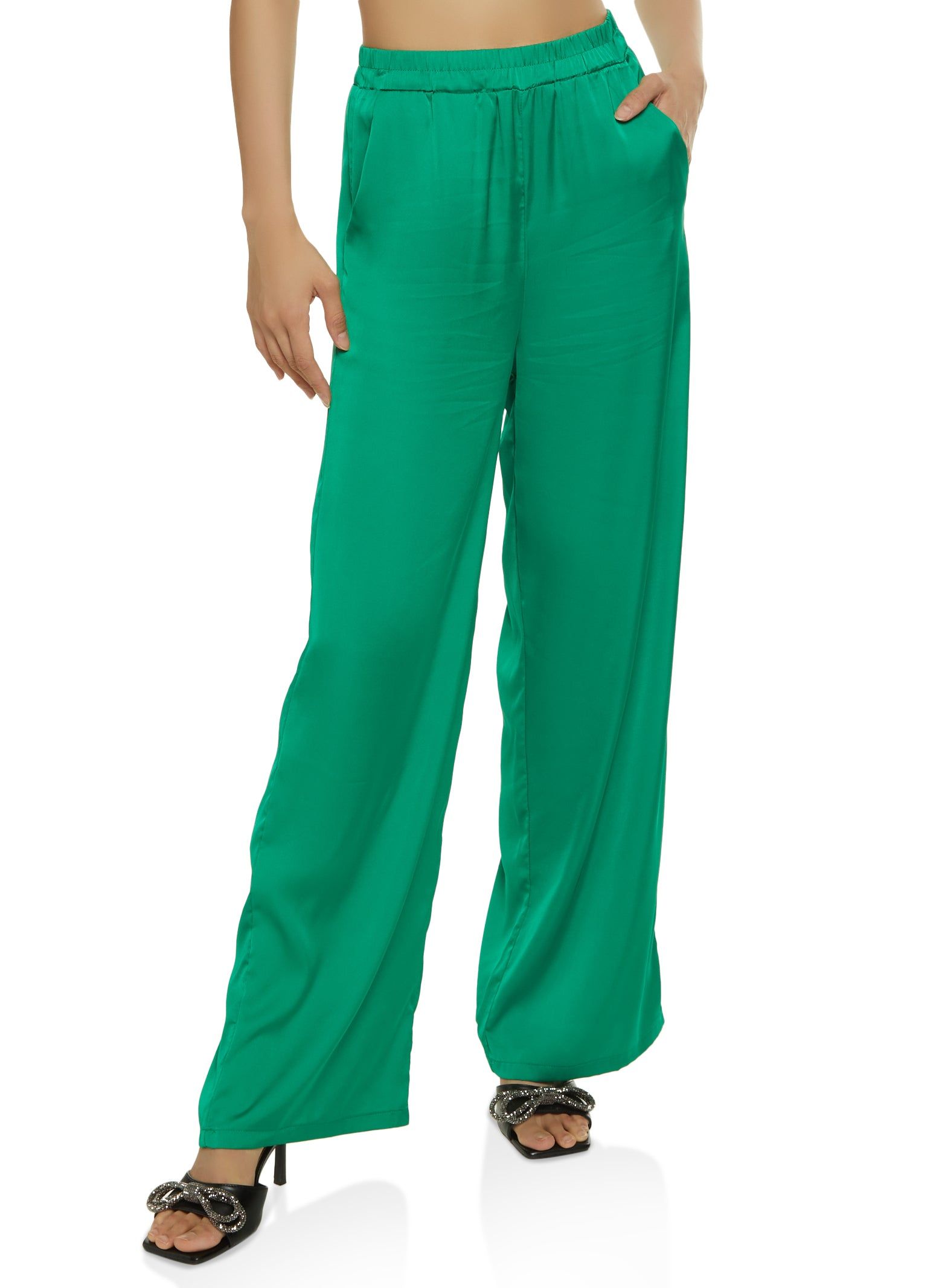 Satin High Waist Wide Leg Pants sold by Rainbow