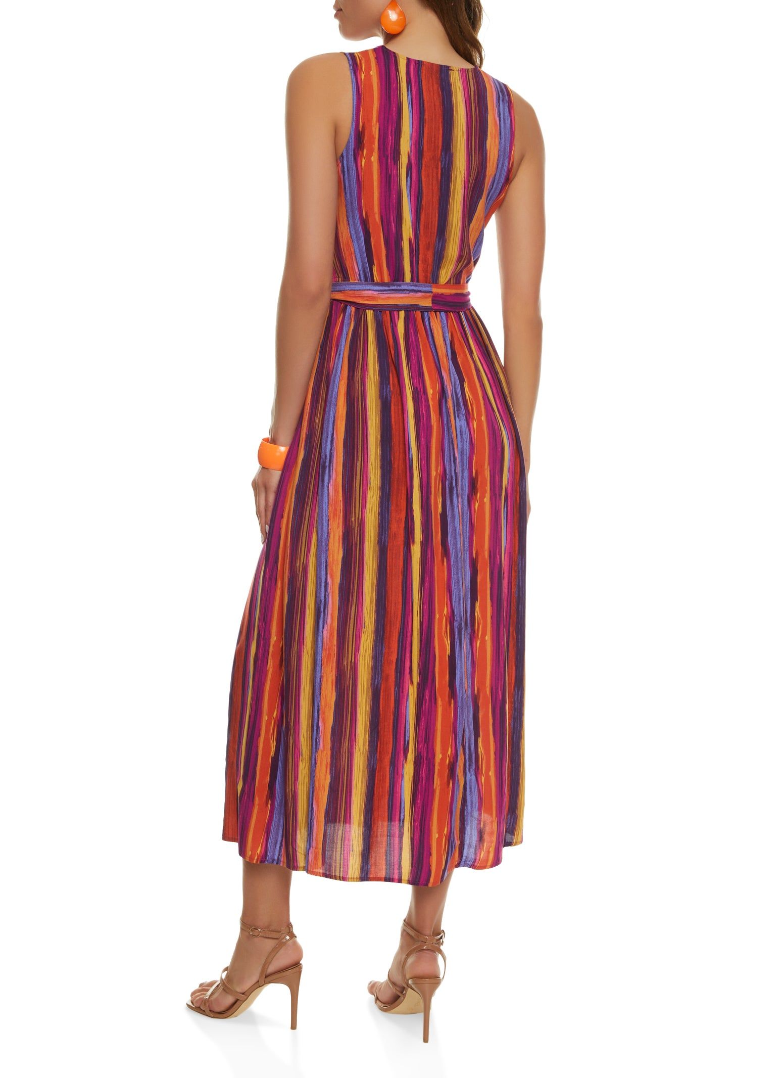 Striped Tie Waist Faux Wrap Maxi Dress sold by Rainbow product image thumbnail 3