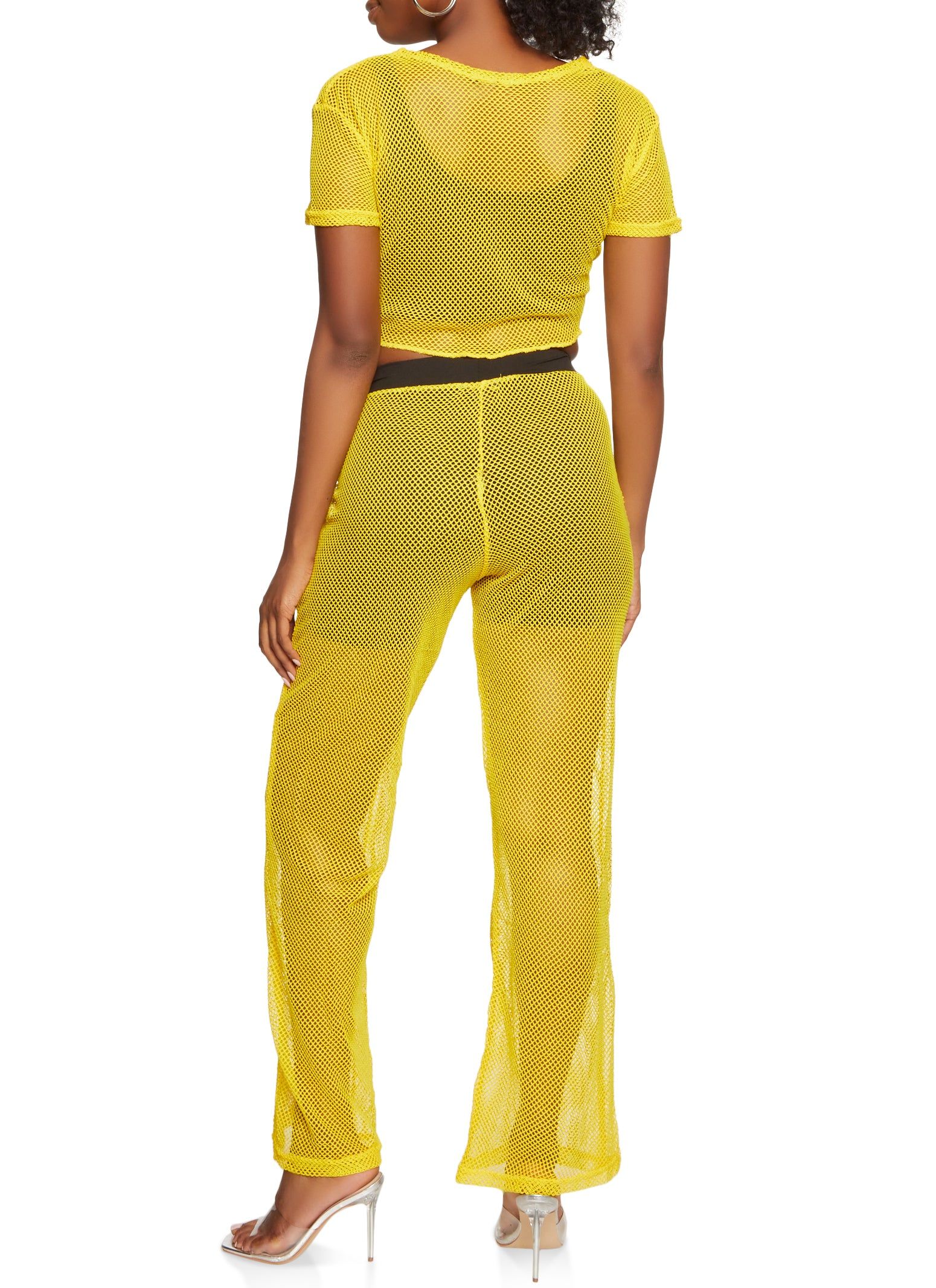 Fishnet Tie Front Crop Top and Pants Set sold by Rainbow product image thumbnail 2