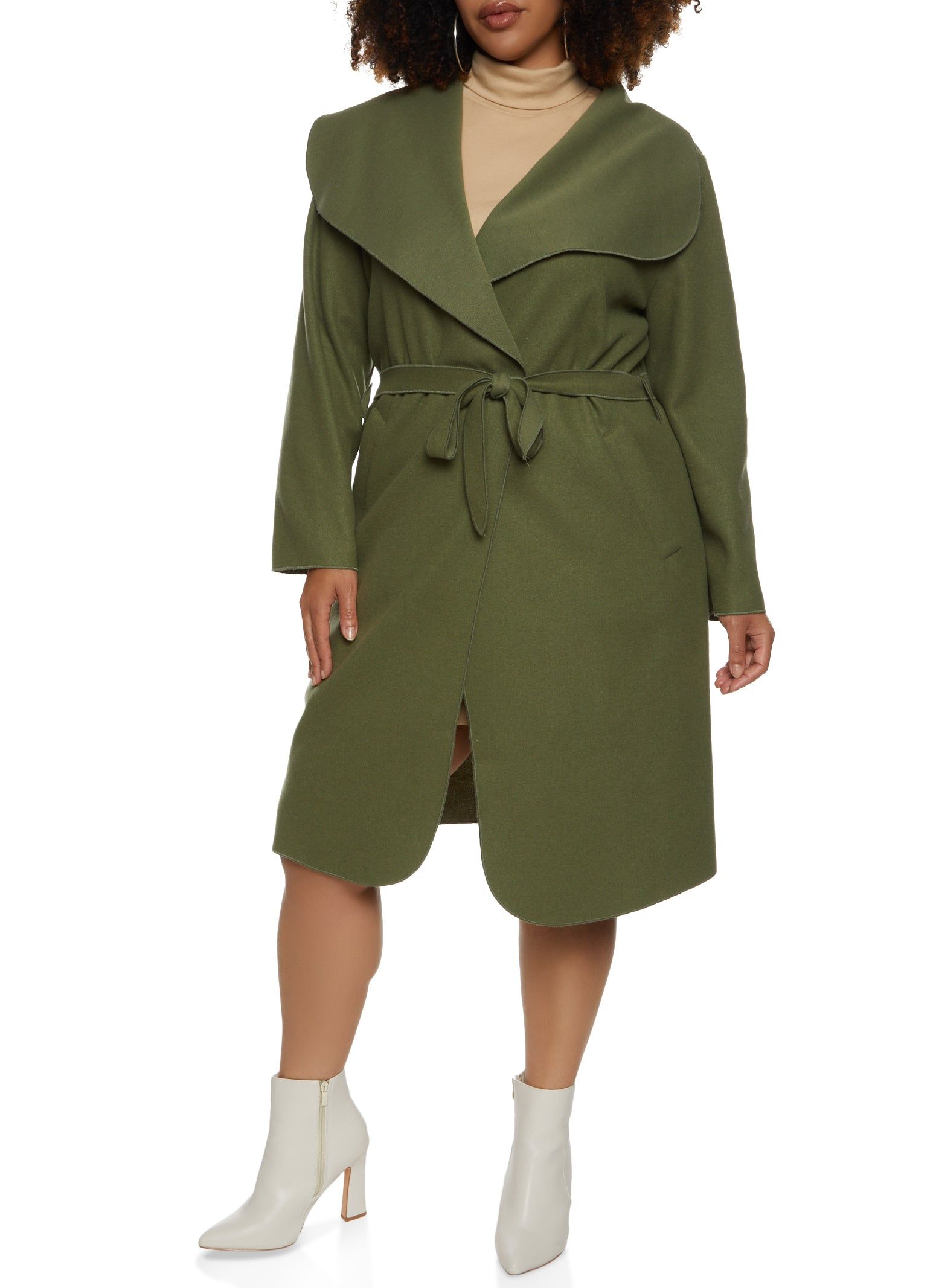 Plus Size Solid Belted Wrap Coat sold by Rainbow product image thumbnail 2