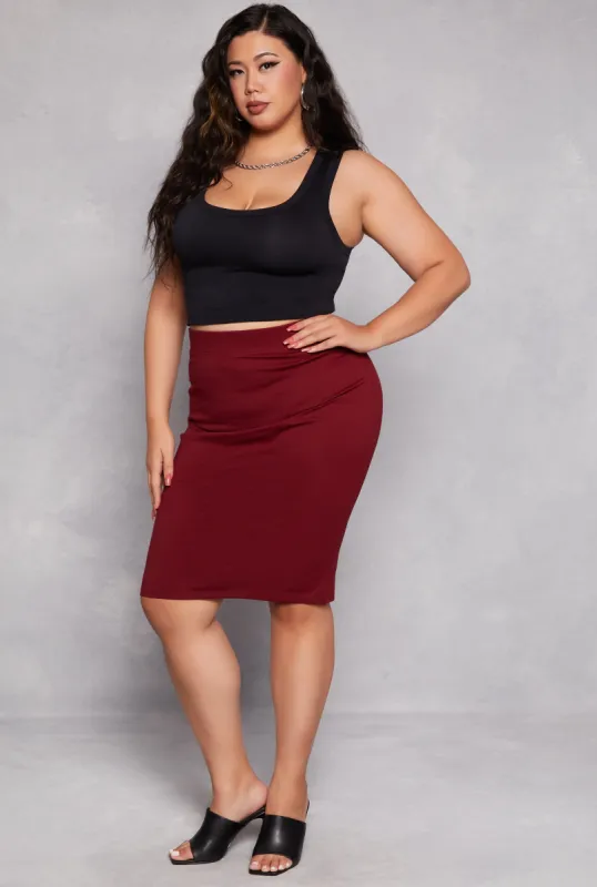 Plus Size Iris Ponte High Waist Midi Pencil Skirt sold by Rainbow