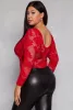 Plus Size Seamless Lace Long Sleeve Bodysuit sold by Rainbow