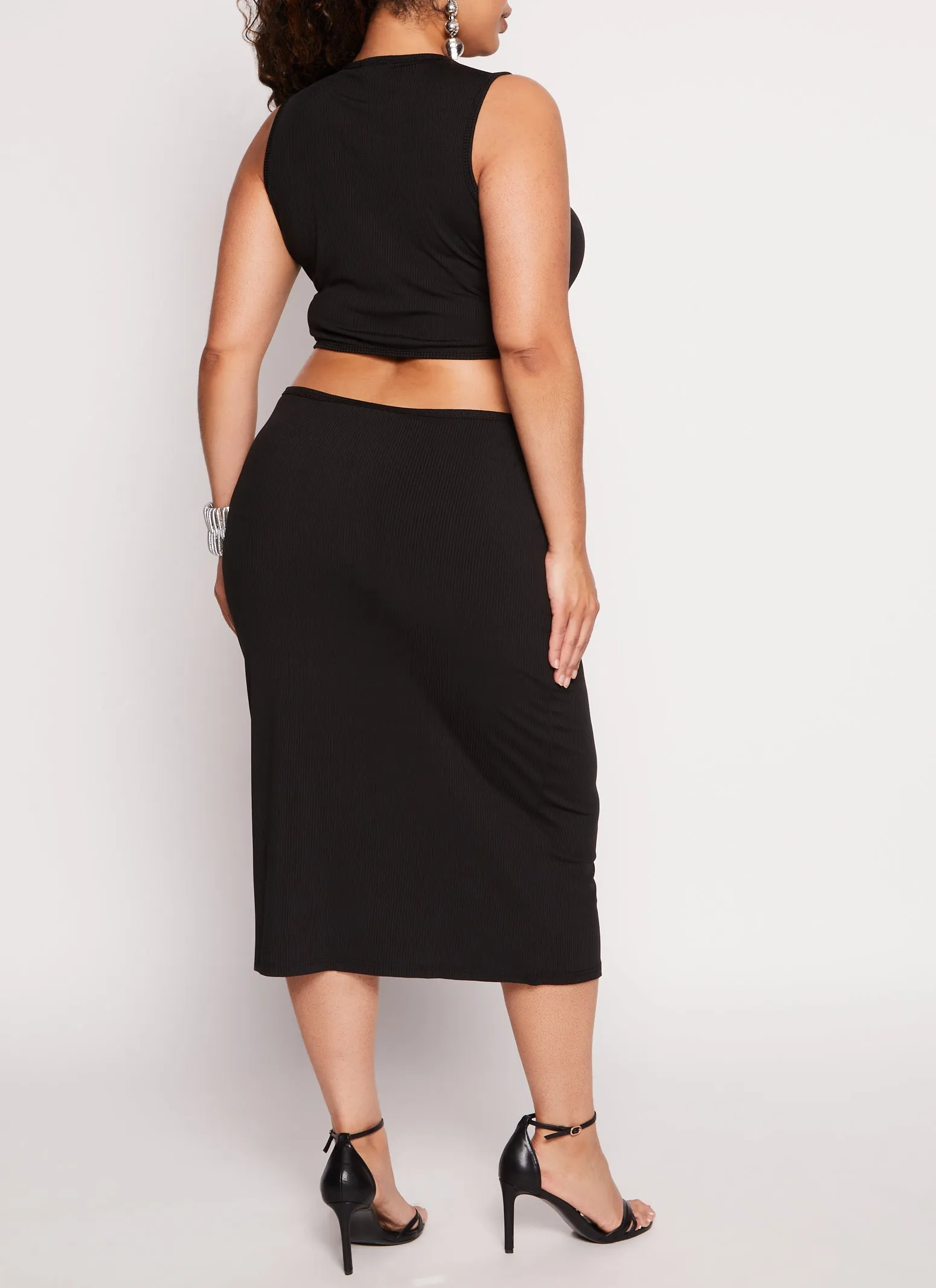 Plus Size Ribbed Knit Side Cut Out Back Tank Dress sold by Rainbow product image thumbnail 3