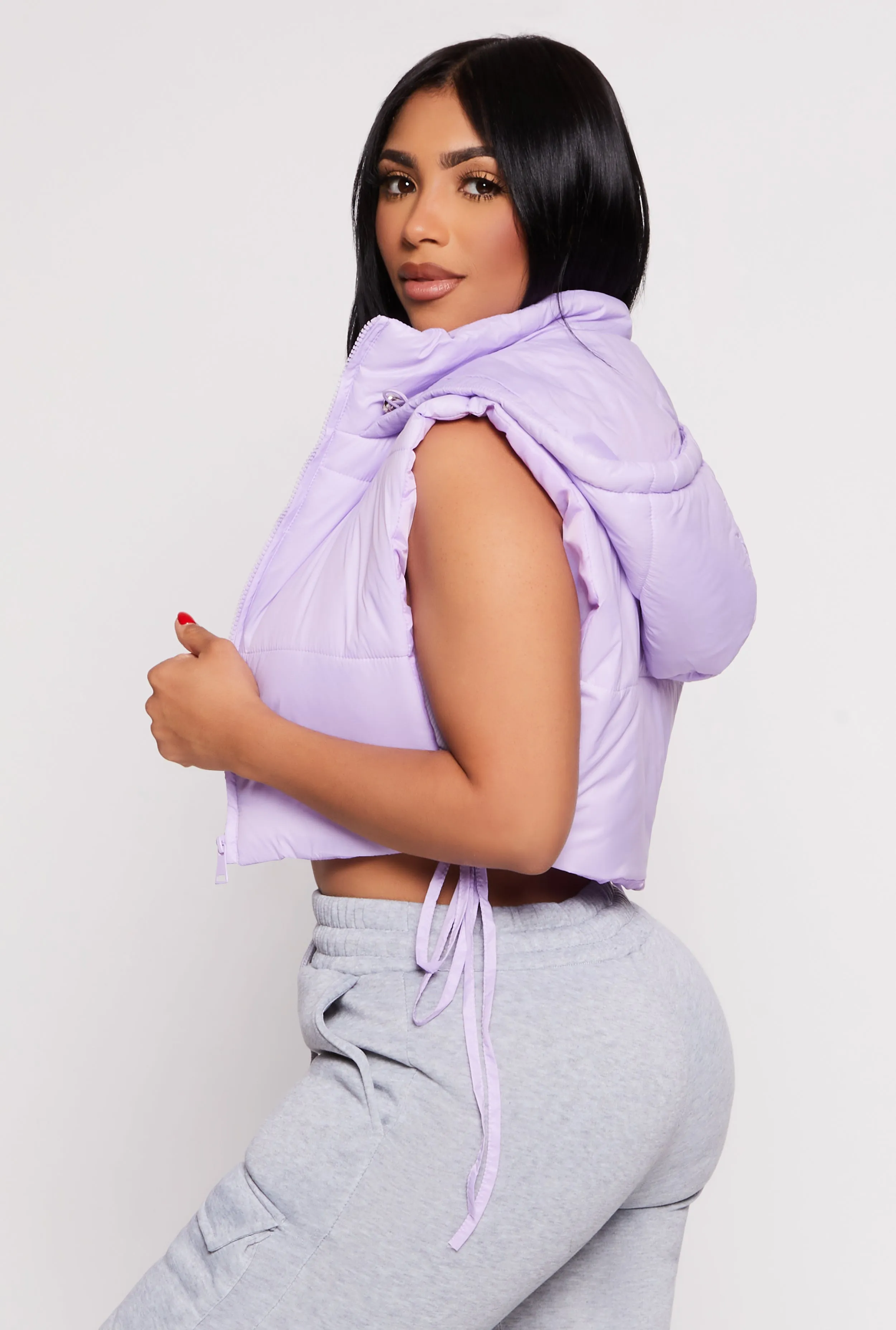 Daisy Side Tie Cropped Puffer Vest sold by Rainbow product image thumbnail 3