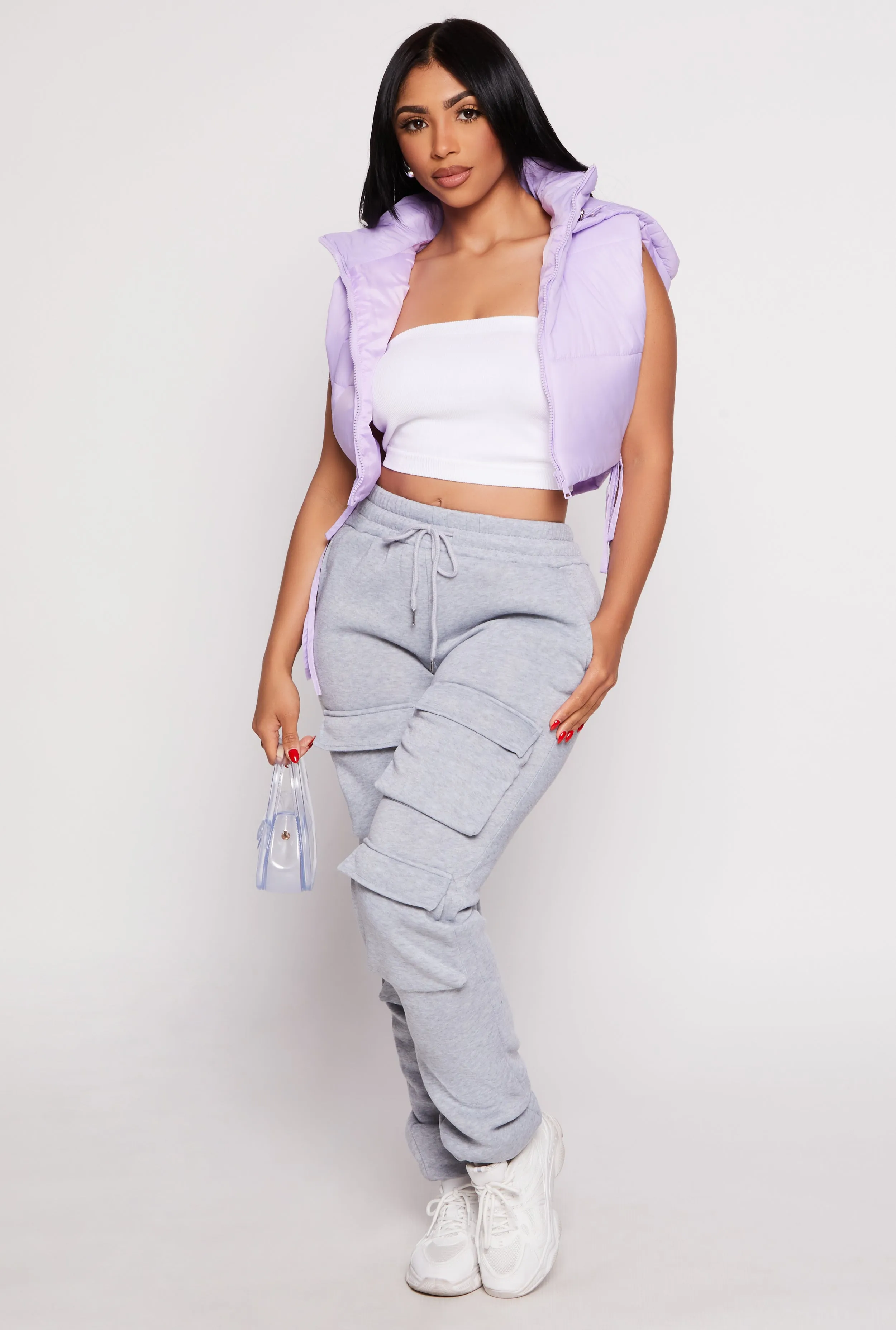 Daisy Side Tie Cropped Puffer Vest sold by Rainbow product image thumbnail 2